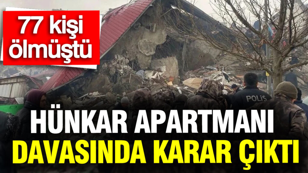 Kahramanmaraş’taki Hünkar Apartmanı Davasında Hüküm Açıklandı: 77 Kişinin Ölümü Üzerine 12 Yıl Hapis