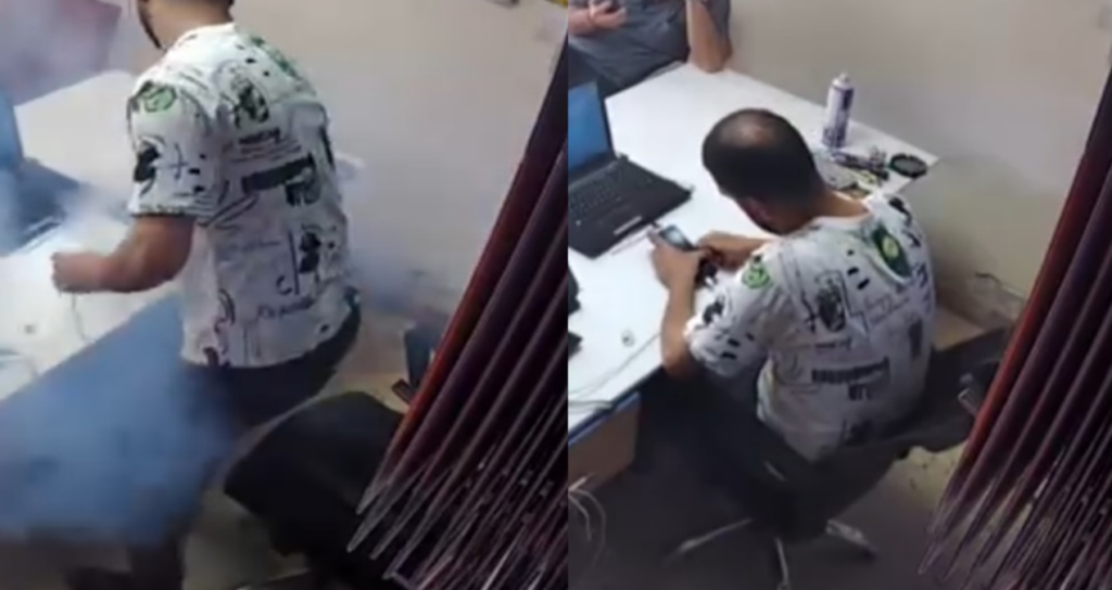 Cep Telefonu Tamiri Sırasında Batarya Patladı: Korku Dolu Anlar Güvenlik Kamerasında